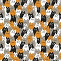 Vector seamless pattern funny hungry cats. Cheerful pattern for printing on notebooks, packaging, T-shirt.