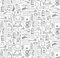 Vector seamless pattern of furrier`s tools Royalty Free Stock Photo