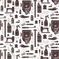 Vector seamless pattern of furrier tools Royalty Free Stock Photo