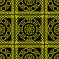 Vector seamless pattern with geometric ornament for bathroom, tiles, wallpaper, wrapping, etc. Bright yellow texture. Royalty Free Stock Photo