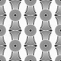 Vector seamless pattern with geometric striped shapes. Ornamental vector pattern