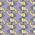 Vector seamless pattern with geometrically arranged fish.