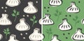 Vector seamless pattern of Georgian food of khinkali in doodle style. Khinkali, food of Georgia Royalty Free Stock Photo