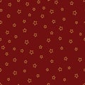 Vector seamless pattern with stars contours on the red background for New Year decoration.