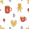 vector seamless pattern with a gingerbread man