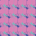 Vector seamless pattern ginko wax with blue and turquoise ginkgo leaves and pink background
