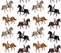 Vector seamless pattern of girl dressage horse Royalty Free Stock Photo