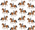 Vector seamless pattern of girl dressage horse Royalty Free Stock Photo