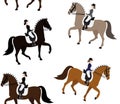 Vector seamless pattern of girl dressage horse Royalty Free Stock Photo