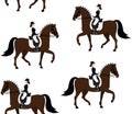 Vector seamless pattern of girl dressage horse Royalty Free Stock Photo