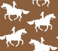 Vector seamless pattern of girl woman riding horse Royalty Free Stock Photo