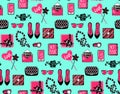 Vector seamless pattern with girly elements