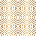 Vector seamless pattern. Gold abstract geometric background. Modern stylish floral texture. Golden lattice. Peacock feather. Bohem Royalty Free Stock Photo