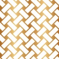 Vector seamless pattern. Gold basketweave. Repeated pattern basket weave. Repeating golden interlace texture. Background braiding.