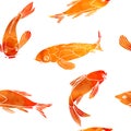 Vector Seamless Pattern Gold fishes watercolor effect.