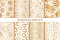 Vector seamless pattern. Gold hand drawn background. Repeated pattern. Set of repeating abstract golden texture. Collection patern Royalty Free Stock Photo