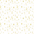 Vector Seamless Pattern, Golden Glittering Confetti Fall, Festive Background, Birthday Surprise, Winner Serpantine. Royalty Free Stock Photo