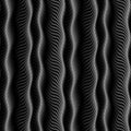 Vector seamless pattern of gradient monochrome waves. Op art volumetric texture for wallpaper design