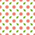Vector seamless pattern with grapefruits and leaf Royalty Free Stock Photo