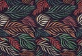 Vector seamless pattern with graphical leaves, colorful botanical illustration, floral elements, hand drawn repeatable Royalty Free Stock Photo