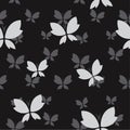 Vector seamless pattern with gray butterfly Royalty Free Stock Photo