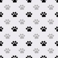 Vector seamless pattern with paws footprints.