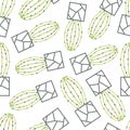 Vector seamless pattern with green cactus