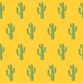 Vector seamless pattern with green mexican cactus