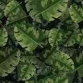 Vector seamless pattern of green palm leaves and tropical plants Royalty Free Stock Photo