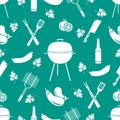 Seamless pattern with grill, barbecue tools. BBQ Royalty Free Stock Photo