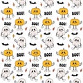 Vector seamless pattern of groovy halloween