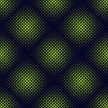 Vector seamless pattern with halftone grid. Black and neon green background Royalty Free Stock Photo