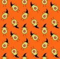 Vector seamless pattern of Halloween avocado