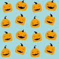 Vector seamless pattern for Halloween cute. Fun Pumpkin, stars on Halloween theme. Royalty Free Stock Photo