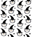 Vector seamless pattern of Halloween penguin