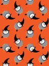 Vector seamless pattern of Halloween penguin