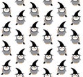 Vector seamless pattern of Halloween penguin