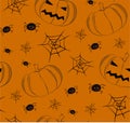 Vector seamless pattern with halloween pumpkins