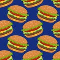 Vector seamless pattern with a hamburger.