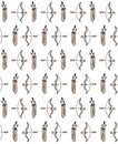 Vector seamless pattern of hand draw bow and arrow Royalty Free Stock Photo