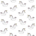 Vector seamless pattern of hand draw unicorn float