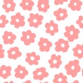 Vector seamless pattern with hand drawn abstract flower on white background. Cute doodle illustration Royalty Free Stock Photo