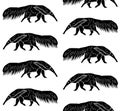 Vector seamless pattern of hand drawn anteater