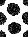 Vector seamless pattern of hand drawn black brains Royalty Free Stock Photo