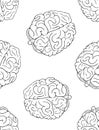 Vector seamless pattern of hand drawn brains Royalty Free Stock Photo