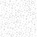 Vector Seamless Pattern, Hand Drawn Bubbles, Underwater Doodle Illustration, Black and White Image. Royalty Free Stock Photo