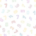 Vector seamless pattern of hand drawn colorful numbers