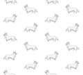 Vector seamless pattern of hand drawn corgi dog Royalty Free Stock Photo