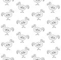 Vector seamless pattern of hand drawn dodo bird