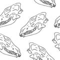 Vector seamless pattern of hand drawn dog skull Royalty Free Stock Photo